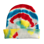 Shibori Tie Dye Beanie Hat, Men, Women, Teen (Rainbow Tie Dye Colors)