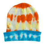 Tie Dye Beanie Hat Orange Yellow Turquoise Men Women